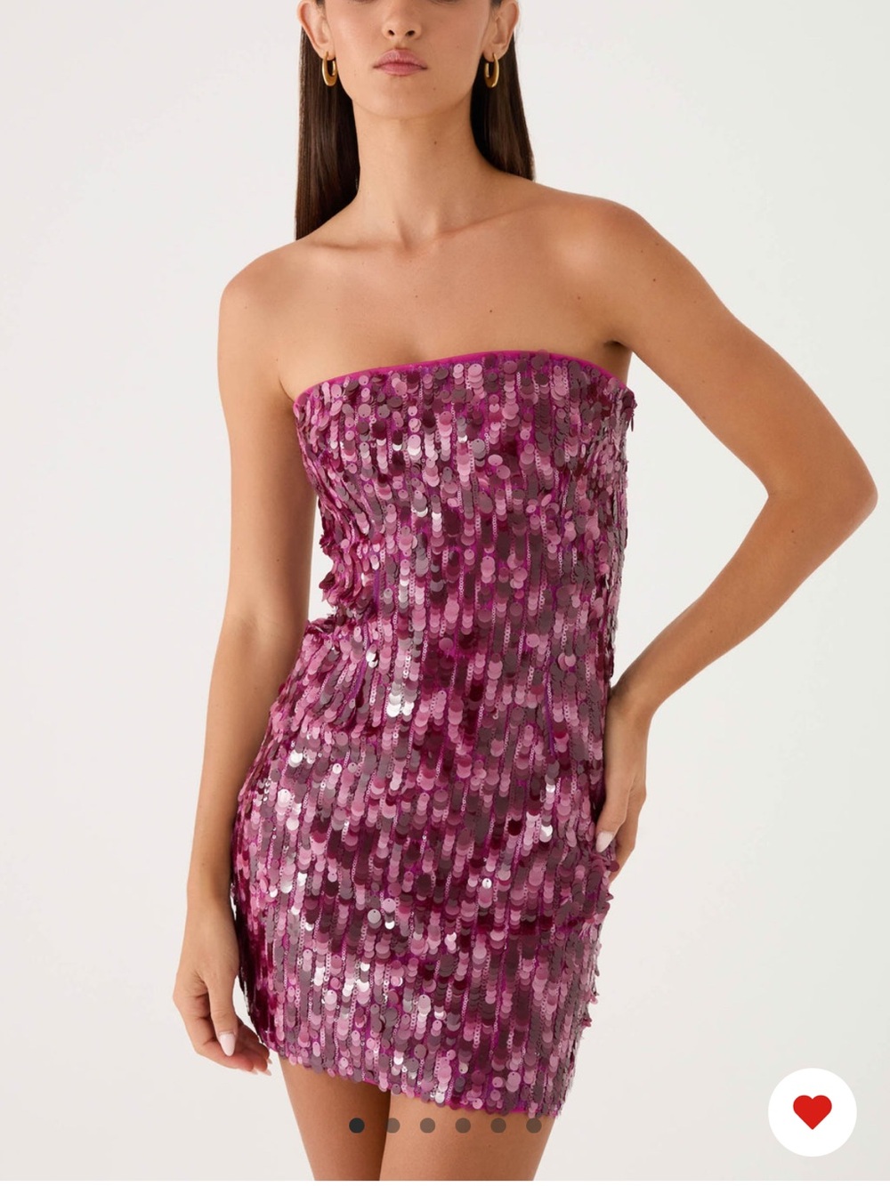 Strapless Sequin Mini Dress in Fuchsia